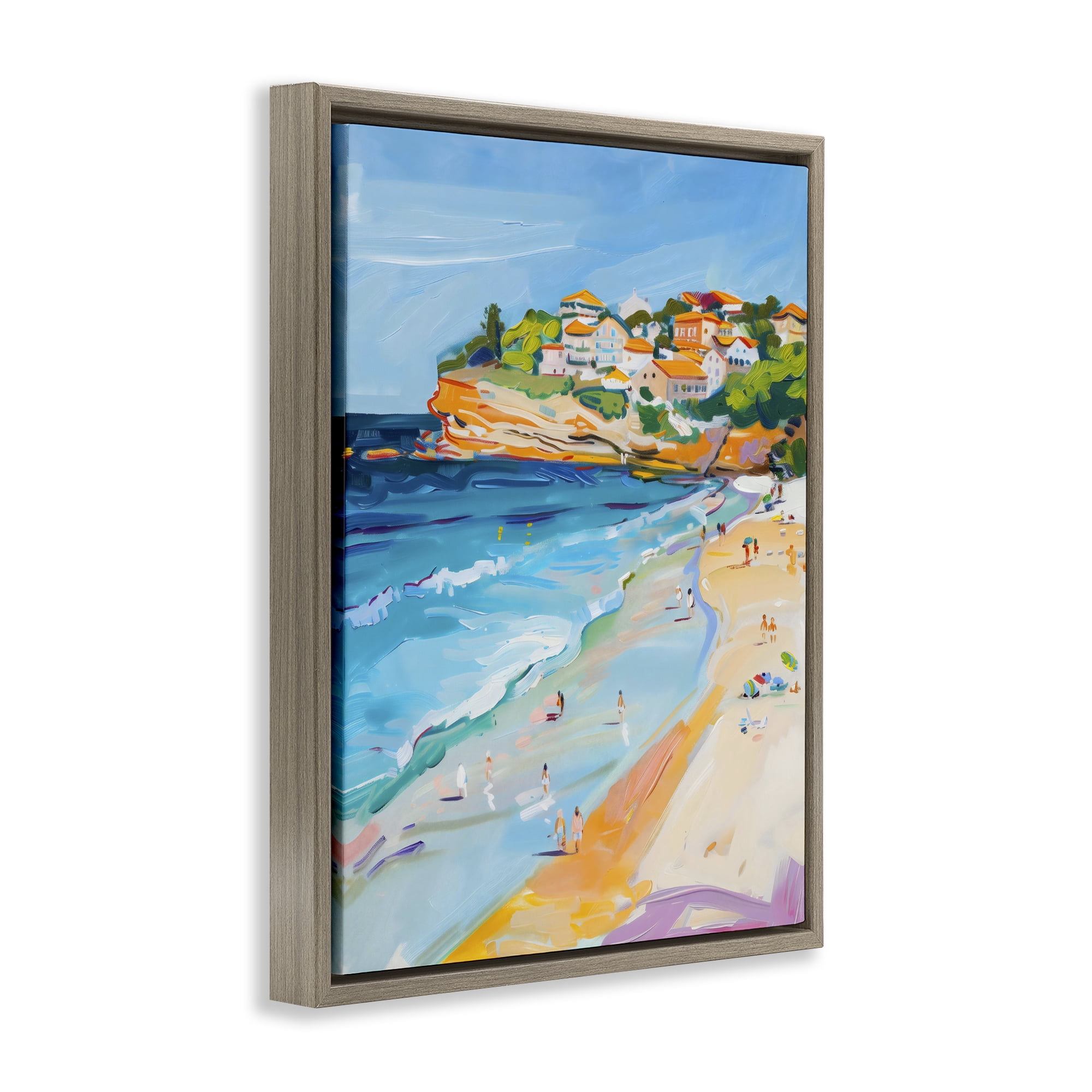 Stupell Industries Bondi Beach Cove Brown Framed Floater Canvas Wall Art, design by The Prints Vibe