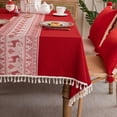 High Quality Washable Cotton Linen Wrinkle Free Tablecloth with Tassel