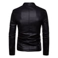 thumbnail image 7 of Men's Spring And Winter Solid Color Long Sleeved Stand Collar Zipper Leather Jacket, 7 of 7