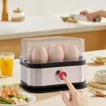 Smart Egg Cooker with Auto Shut, Rapid Egg Cooker Electric 6 Eggs Capacity, Hard, Medium, Soft Boiled Egg Poacher, egg steamer, Multi-function, Knob Controled Auto Shut-Off Function (1pc)