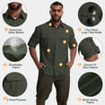 thumbnail image 4 of Asfixiado Mens Safari Shirts Sun Protection Long Sleeve Outdoor Tops Quick Dry Army Green Fishing Hiking Gardening Shirt, 4 of 8