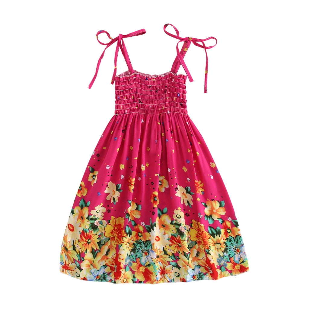 Nkoogh Girls Long Sleeve Dresses Size 10-12 Dress for 12 Year Old Girl Toddler Kids Girls Floral Flowers Prints Sleeveless Beach Straps Dress Princess