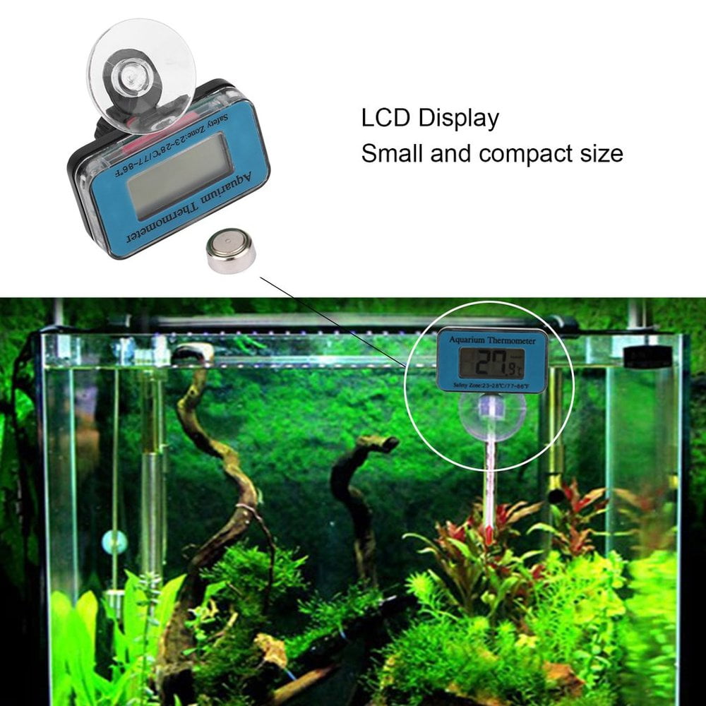 color:blue 73JohnPol 1Pc Digital Submersible Fish Tank Aquarium LCD Thermometer Temperature Meter