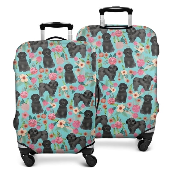 Bichon Dog Blue Florals Luggage Cover Fashion Suitcase Cover Baggage Covers Fit 25-28 Inch Luggage (Go Travel)