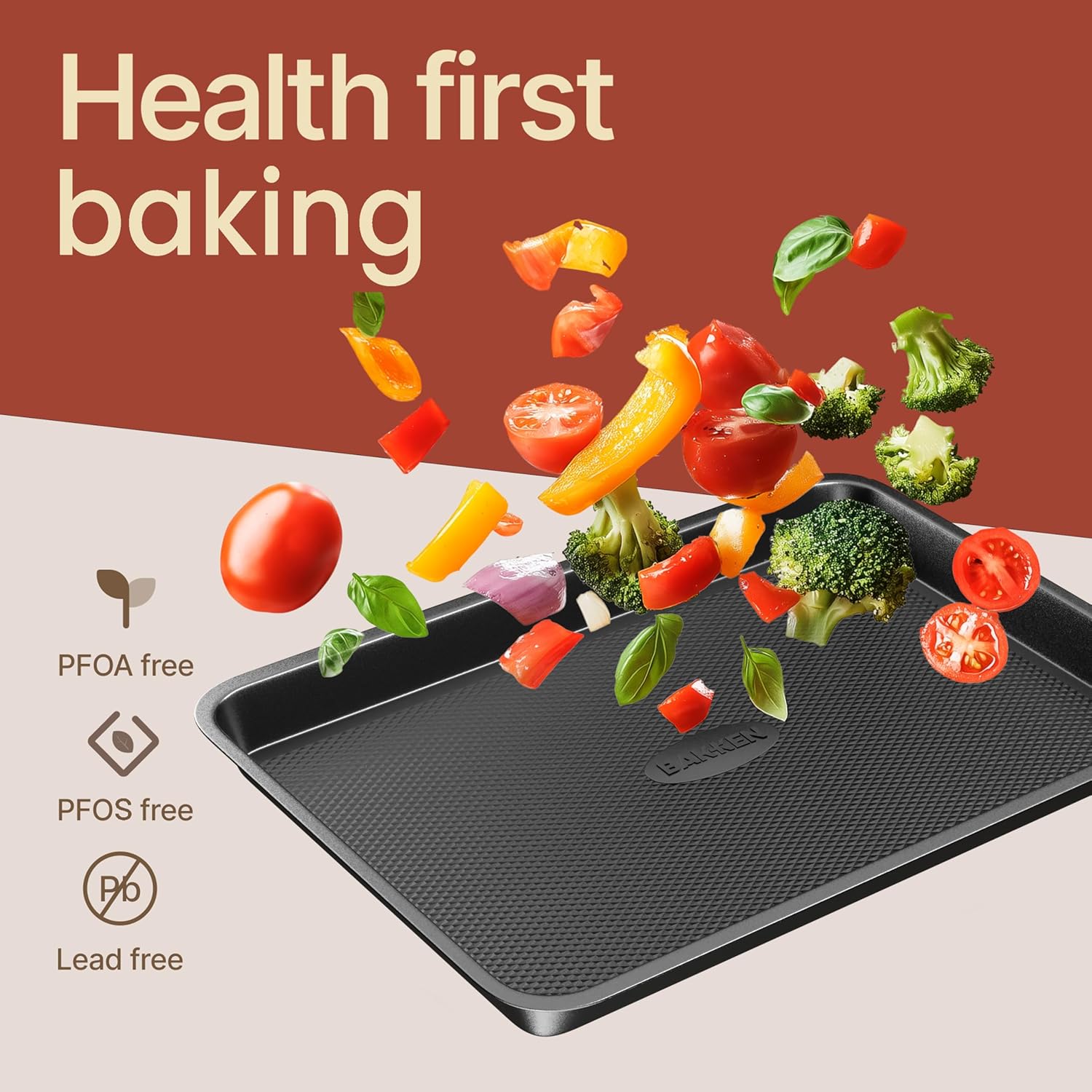 Bakken Diamond Bottom Cookie Sheet Set of 2, Nonstick Carbon Steel Baking Pans, Stackable, Oven Safe 450°F, Small & Medium