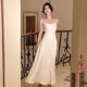 thumbnail image 1 of Vestidos Midi de estilo francés para mujer, ropa elegante con tirantes finos para fiesta, boda, dama de honor, satén negro, 2023, 1 of 4