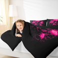 thumbnail image 4 of Homewish Neon Dark Halloween Skull 7-Piece Twin Bedding,Pink Lightning Crack Pattern Bedding Comforter Set,Black Hot Pink,Black Reversible, 4 of 8