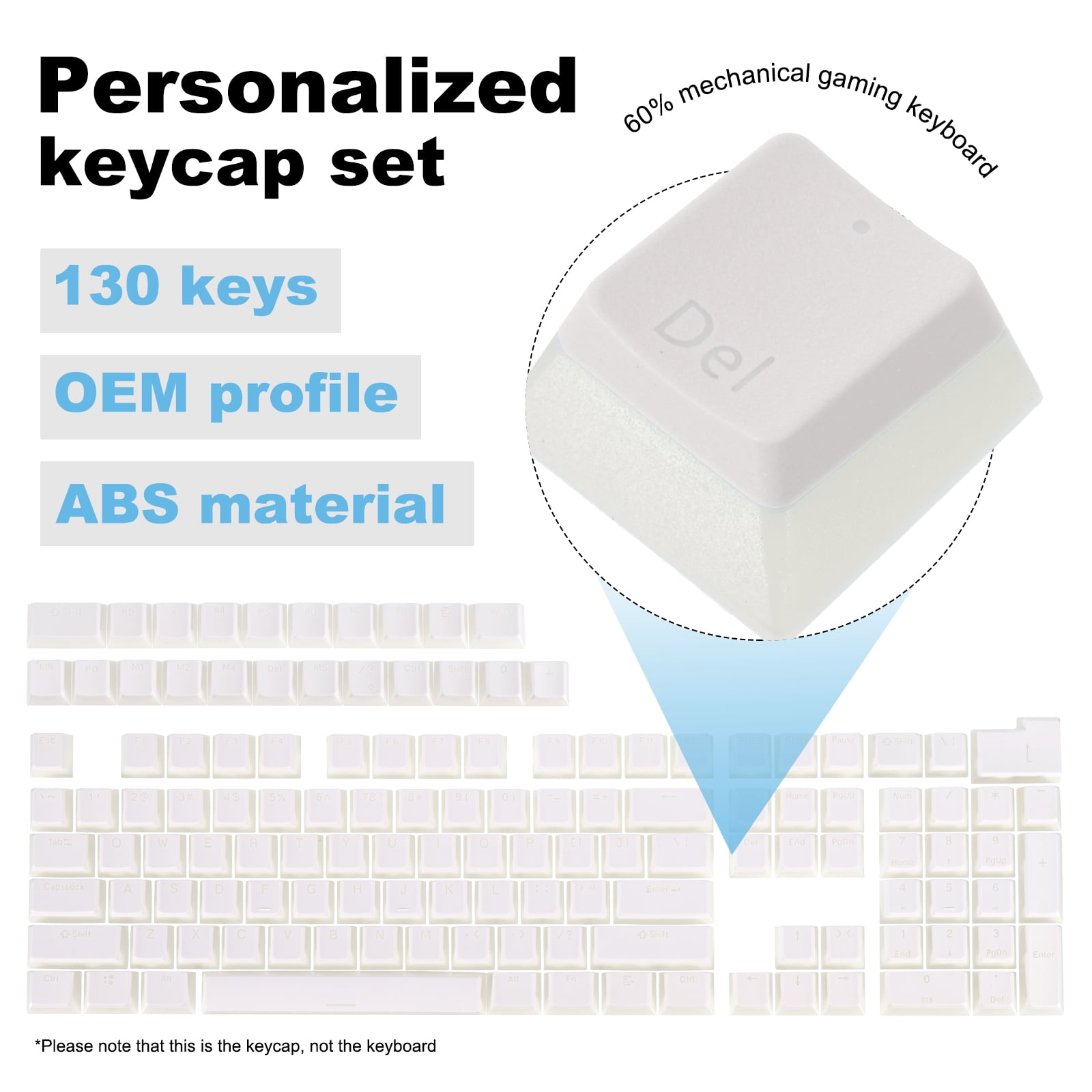 130 Keys Pudding Keycaps Set OEM Profile PBT for Mechanical Keyboard Layout with Keycap Puller, Cream White