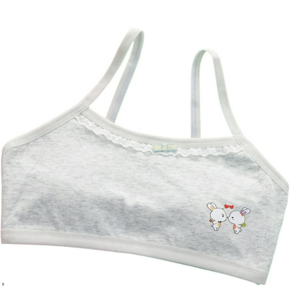 Gelikeya Girls Sports Bras Size 14-16 with Padding Spaghetti Straps Training Bra Soft Breathable Padded Bralette Adjustable Shoulder Undies(Tweens, Light Gray, 9-13 Years)