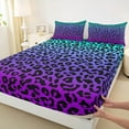 thumbnail image 3 of Homewish Gradient Purple Blue Queen Sheet Sets,Chic Cheetah Pattern Flat Sheet,Modern Abstract Desgin Queen Fitted Sheet For Girls Kids,Luxury Bedroom Decor,4pcs, 3 of 7