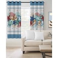 thumbnail image 2 of Green Starfish Summer Blackout Curtains, Light Blocking Print Window Curtains, Ocean Coral Conch Blue Shells Thermal Insulated Window Drapes for Living Room Kitchen Cafe 2 Panels, 55"W x 39"L, 2 of 9