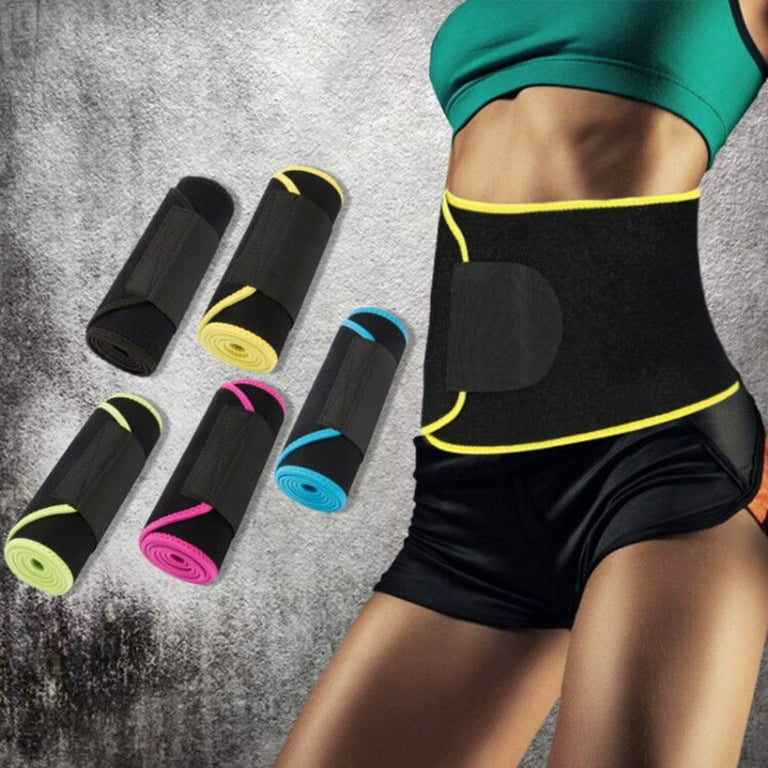 Waist Trimmer Belt Weight Loss Sweat Band Wrap Fat Tummy Stomach Sauna Sweat Belt Sport Safe Accessories Black Yellow L Walmart