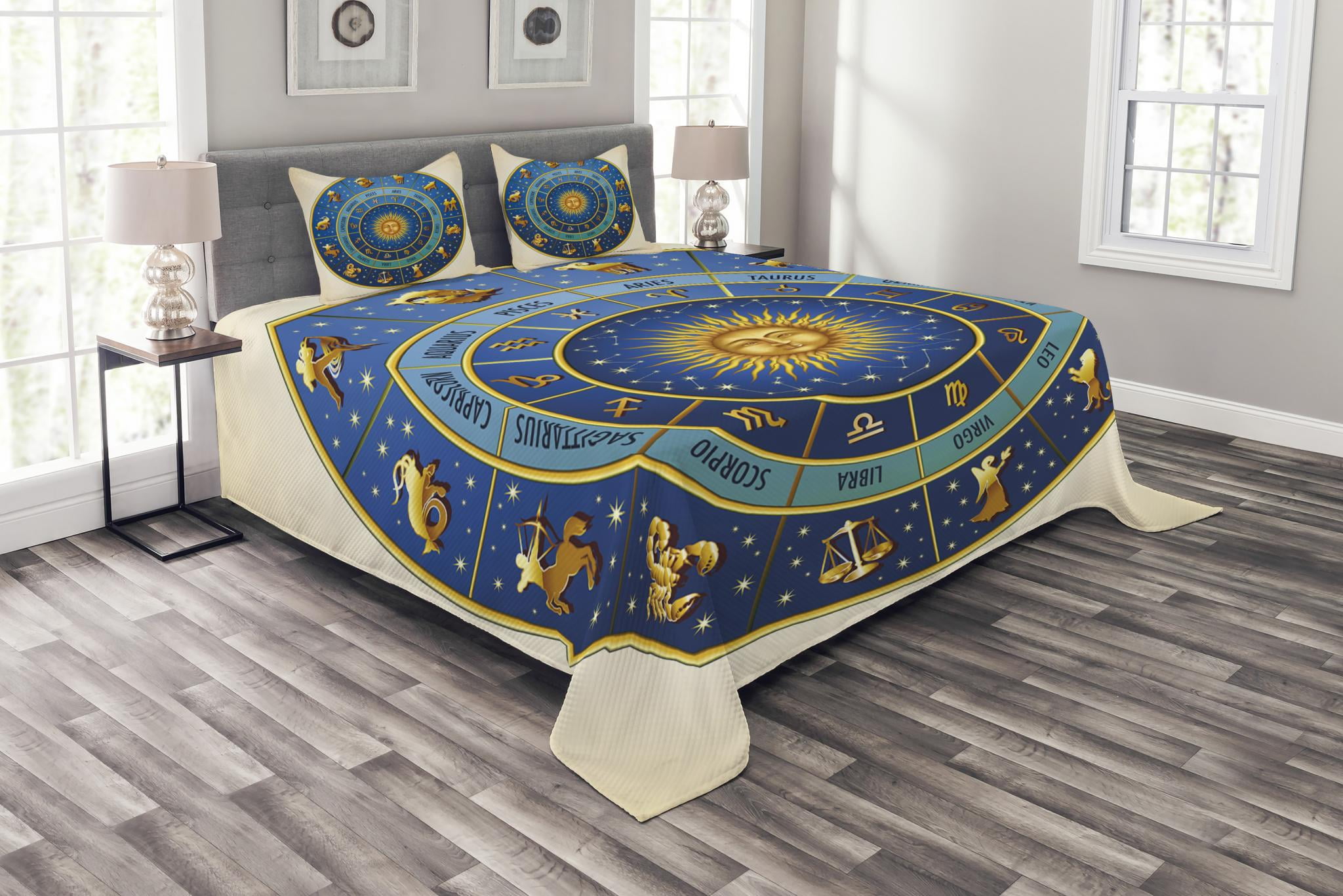 Astrology Bedspread Set, Wheel of Astrological Signs Names and Dates ...