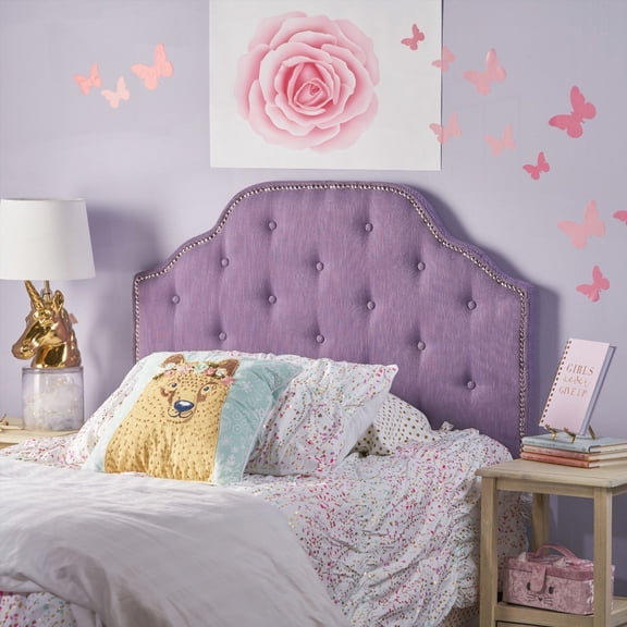 Twin Size Headboard in Solid Wood with Durable Metal Legs, Featuring Button-Tufted & Diamond Stitching, Nailhead Accents for Contemporary Bedroom