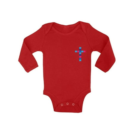 

Awkward Styles Pink and Blue Cross Baby Bodysuit Long Sleeve Tops for Newborn Baby Christian Clothes for Baby Boys Christian Bodysuits for Baby Girls Jesus Clothing for Baby Kids Cross One Piece