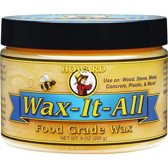HOWARD - Protective Food-Grade Wax: Paste Wax for Wood, Stone, Metal, Cement, 9 Fl oz Countertop Wax