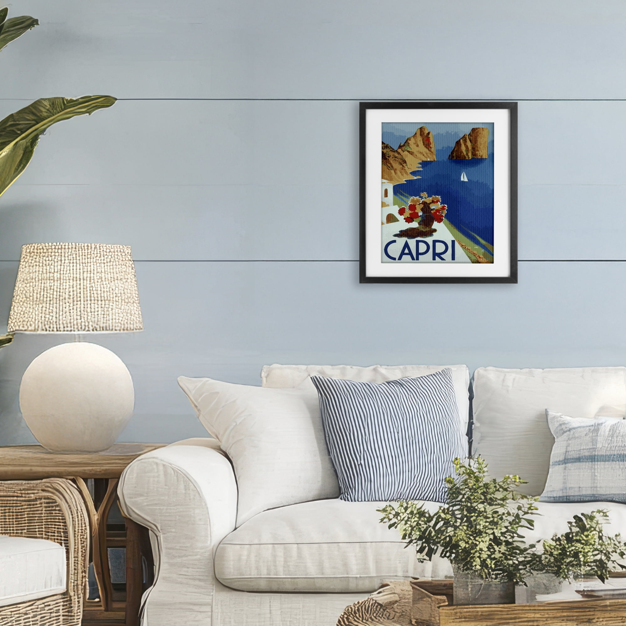 Stupell Industries Capri Island Cliffs Black Framed Print Under Glass, design by Lil' Rue
