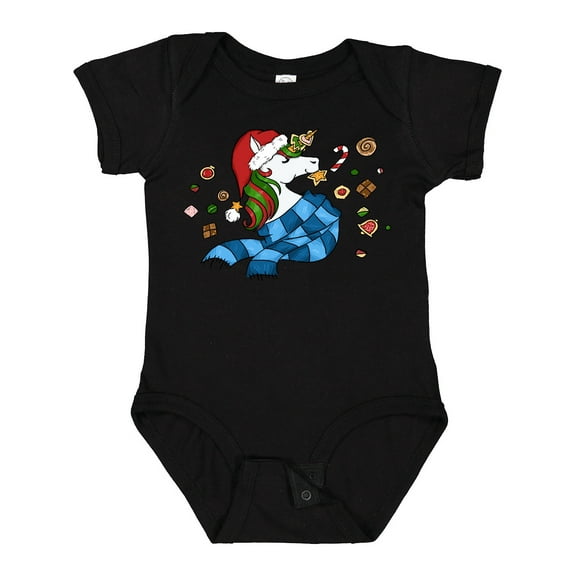 Inktastic Cute Christmas Unicorn with Cookies Boys or Girls Baby Bodysuit