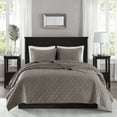 thumbnail image 3 of Madison Park Harper King/Cal King 3 Piece Velvet Quilt Set in Taupe, 3 of 7