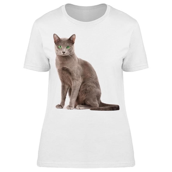 Portrait Green Eyes Russian Cat T-Shirt Women -Image by Shutterstock, Female 3X-Large