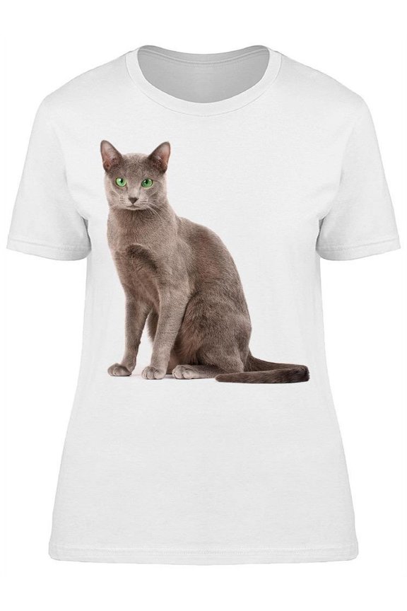 Portrait Green Eyes Russian Cat T-Shirt Women -Image by Shutterstock, Female Medium