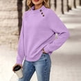thumbnail image 5 of ClodeEU Women's Crew Neck Waffle Knit Drop Shoulder Long Sleeve Pullover,Casual Loose Basic Sweatshirt Top Purple,Women's Plus M, 5 of 9