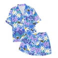 thumbnail image 4 of Ensemble de Pyjama pour Filles, Festival, Imprimé, Boutonné, Col à Revers, Manches Courtes, Short, 4 of 4