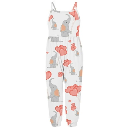 

DNDKILG Infant Baby Toddler Kids Cartoon Strap Sleeveless Jumpsuit for Girl Summer Romper Red 1Y-6Y