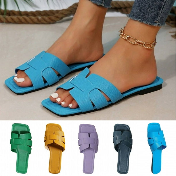 Lovskoo 2024 Women's Slippers Summer Open Toe Square Toe