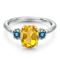 thumbnail image 3 of Gem Stone King 925 Silver and 10K Yellow Gold Yellow Citrine and Persian Blue Moissanite Engagement Ring for Women | 1.96 Cttw | Oval 9X7MM | Gemstone November Birthstone | Size 6, 3 of 6