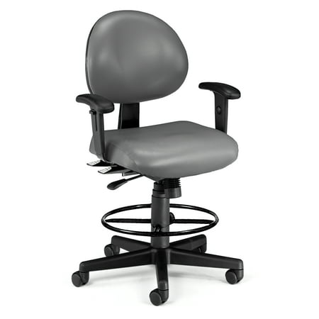 OFM 241-VAM-AADK 24 Hour Ergonomic Task Chair with Arms and Drafting Kit, Antimicrobial Vinyl, Mid Back, (Best 8 Hour Office Chair)
