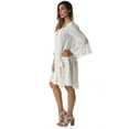 thumbnail image 2 of Riviera Sun Short Flowy Casual Dress with Crochet Front & Bell Sleeves (Off White / Beige, X-large), 2 of 3