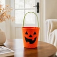 thumbnail image 3 of Halloween Treat Bag, Orange Pumpkin Candy Tote Bucket, Portable Felt Basket for Halloween Party Favor Supplies, 3 of 7