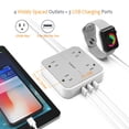 thumbnail image 2 of Power Strip TESSAN con 3 puertos USB, 4 salidas, cable de 1,5 m, color gris, 2 of 7