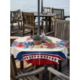 thumbnail image 2 of Outdoor Tablecloth with Umbrella Hole for Patio/Picnic/Party/Camping, 4th of July Waterproof Table Cloth Round Cover Washable, Rustic Floral Blue Red Independence Day (Dia 54"), 2 of 9