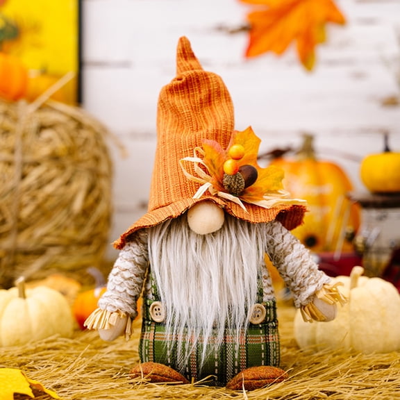 1 Pack Fall Gnomes, Plush Thankgiving Autumn Decorations Harvest Gift Handmade Elf Dwarf Figurines with Pumpkin Maple Leaves Sunflower for Home Kitchen Farmhouse Tiered Tray Holiday Festival Party
