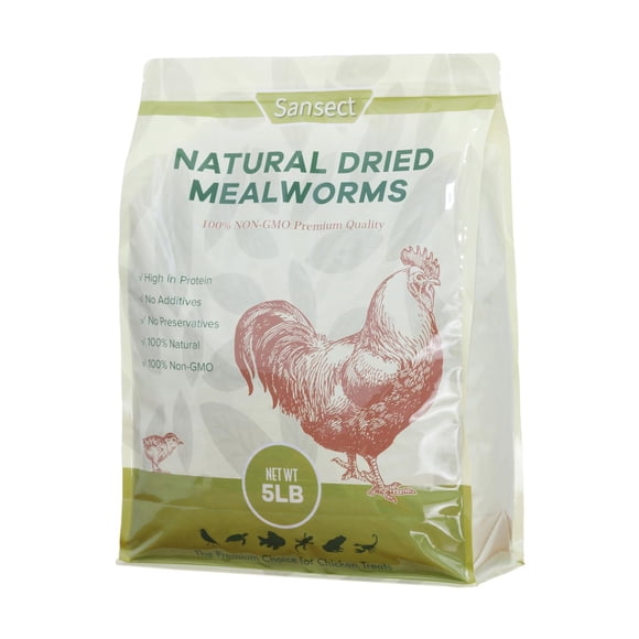Alimento para gallinas SANSECT 2,3 kg de gusanos de la harina naturales, alto en proteína