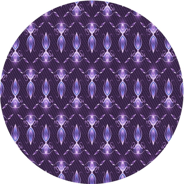 Ahgly Company Tapis d'Intérieur Rond Lavable en Machine Transitionnel Violet Foncé, 3 Pieds Rond