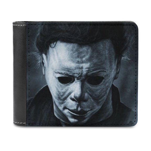 Michael Myers Halloween Leather Wallet for Men Women Two Fold Purse Slim Cash Card Holder Bag