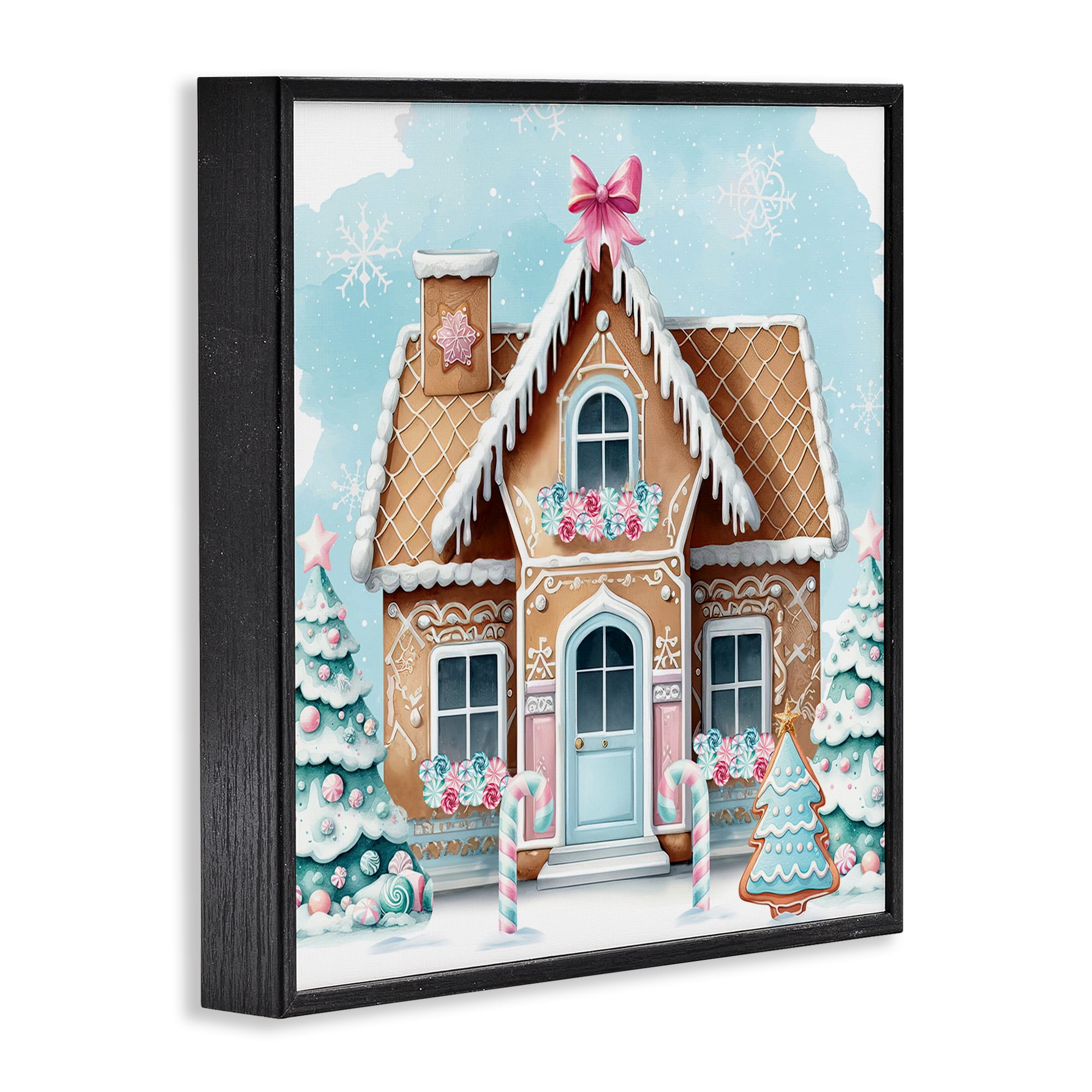Stupell Industries Fancy Gingerbread House Holiday Painting Black Framed Art Prints Wall Art, 17 x 17