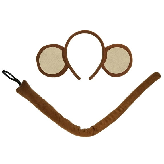 SeasonsTrading Monkey Ears Headband & 22” Long Tail Costume Set - Cute Party Accessory Kit, Halloween, Cosplay, Birthday, Dress Up, Gift