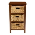thumbnail image 2 of eHemco 3 Tier X-Side End Table Side Table Storage Cabinet with 3 Natural Water Hyacinth Wicker Baskets for Living Room, Walnut, 2 of 10