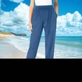 thumbnail image 2 of Aricy Women's Wide Leg Pants Casual Summer Loose Pants for Womens Elastic Waist Trousers Solid Comfy Stretch Breathable Running Workout Lounge Pants with Pockets Straight Leg Slacks, 2 of 4