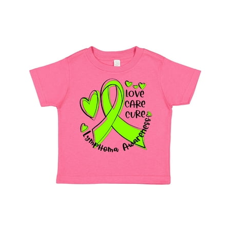 

Inktastic Love Care Cure Lymphoma Awareness Lime Green Ribbon Hearts Gift Toddler Boy or Toddler Girl T-Shirt
