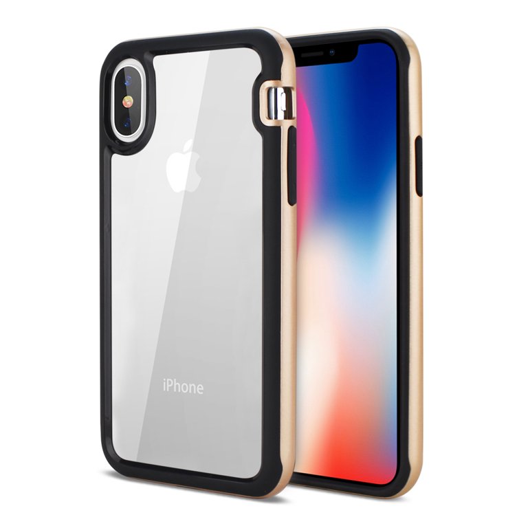 For use with iphone X Hard Transparent Plastic Tpu Case In Clear