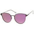 thumbnail image 3 of zeroUV Female Women's Metal Frame Arrow Temples Colored Mirror Flat Lens Cat Eye Sunglasses (Black / Purple Mirror) - 58mm, 3 of 5