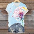 thumbnail image 5 of vigerkar Dandelion Graphic Floral T-Shirt Women Casual Summer Boho Tops Holiday Wildflowers Tee Shirts (Light Blue, XL), 5 of 7