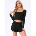 thumbnail image 2 of DARING DIVA Lounge Set Long Sleeve Pajamas Button 2 Pieces Shirts XS Black, 2 of 6