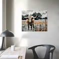 thumbnail image 4 of Acheng Animals Canvas Wall Art Decor Highland Cow Picture Longhorn Cattle Photograph Poster Prints Rustic Black White Artwork Country Style 20x16in, 4 of 6
