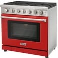 thumbnail image 4 of KOSTCH 36in Freestanding Liquid Propane Gas Range with 6 Sealed Burners and 6 Cu. ft Oven, Stainless Steel in Red, 110V, 4 of 9
